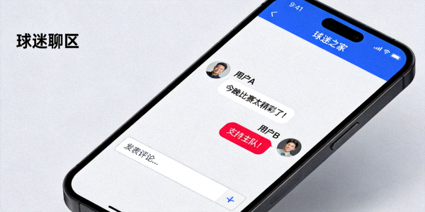 球迷在手机上进行社区聊天互动的界面示意图
